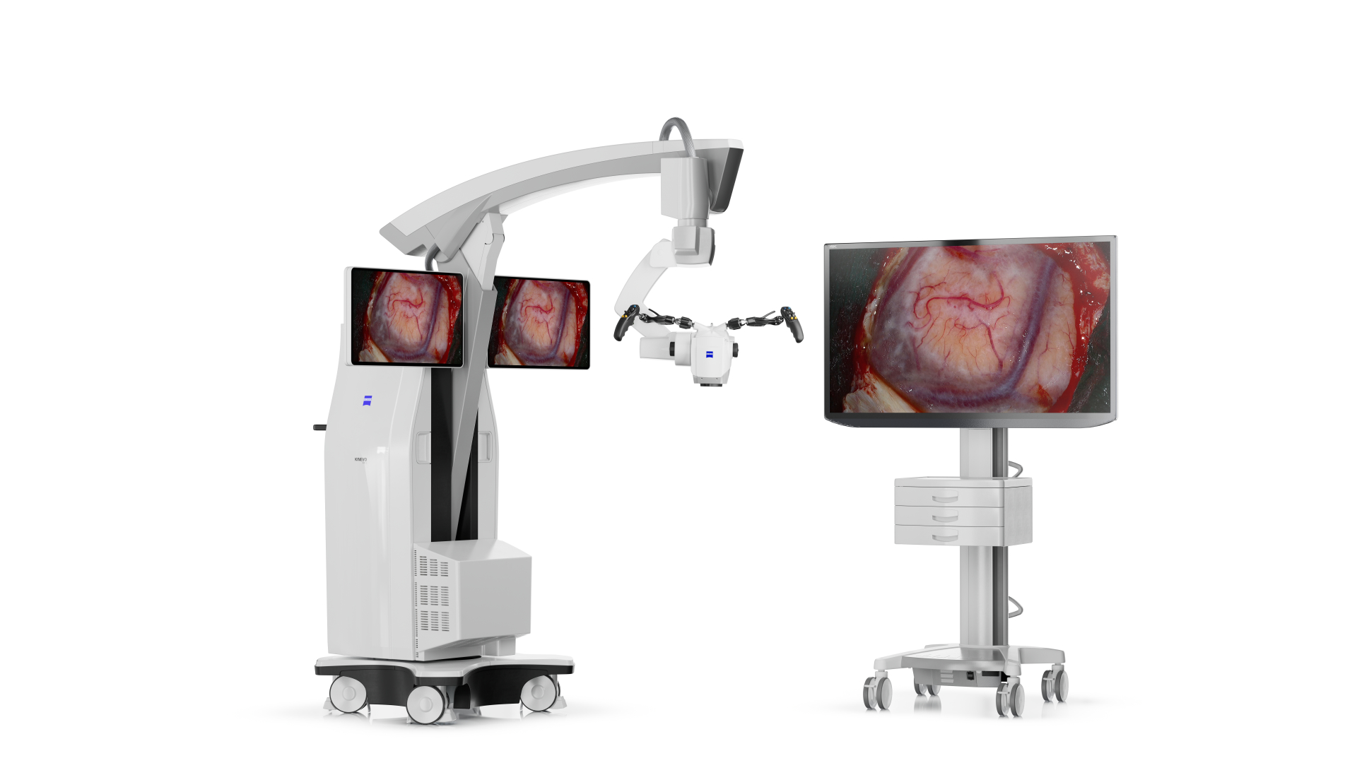 Microscopio operatorio ZEISS Kinevo 900S con doppio display e monitor esterno